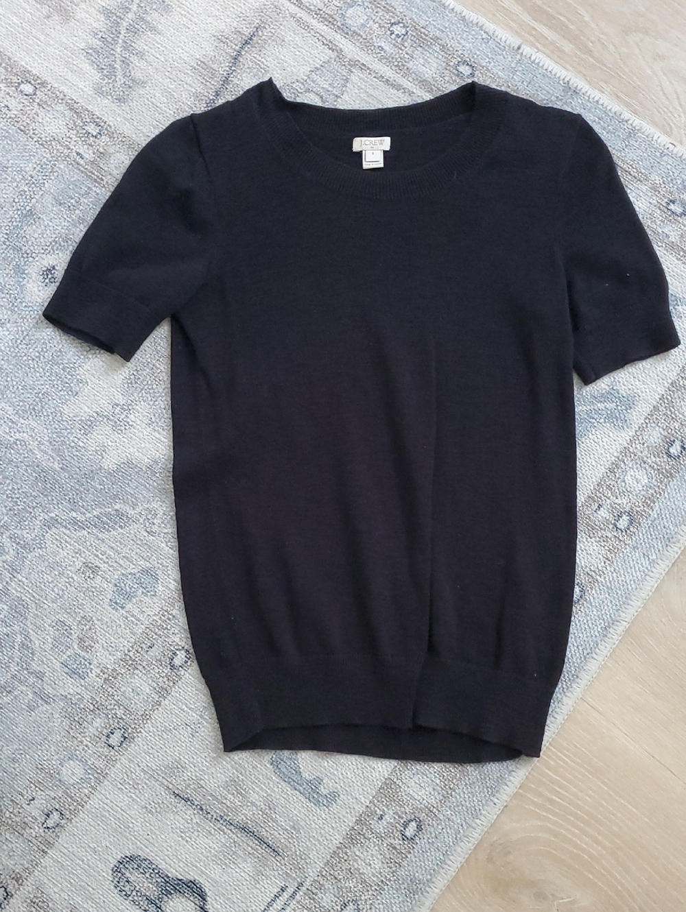 J. Crew Black Lightweight Cotton Short Sleeve Sweater Top SzS